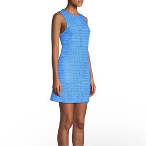 Alice + Olivia Coley Tweed Mini Dress 6 Sleeveless Blue Aline Round Neck Sparkly
